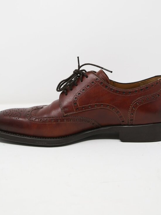 Magnanni Mens Leather Wingtip Brogue Oxfords Size 9.5 Burgundy Brown Shoes VGUC